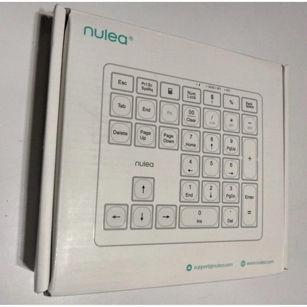 Nulea Bluetooth 5.0 & 2.4G Wireless 34-Key Numeric Keypad - USB-C Rechargeable